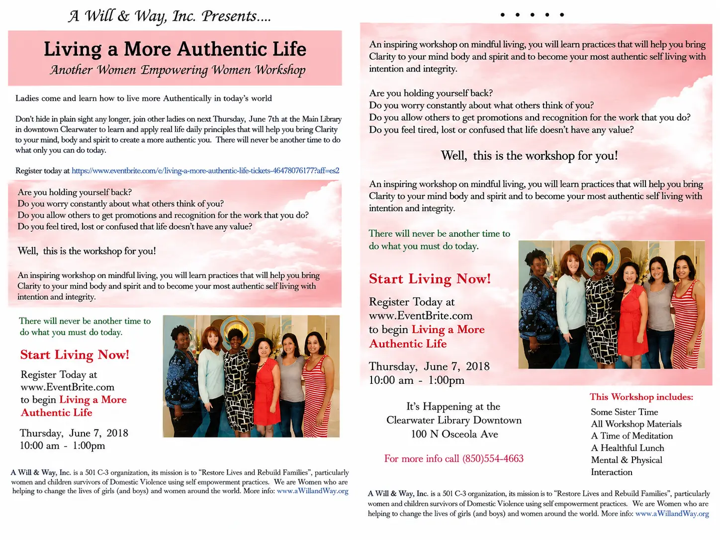Living a More Authentic Life workshop information