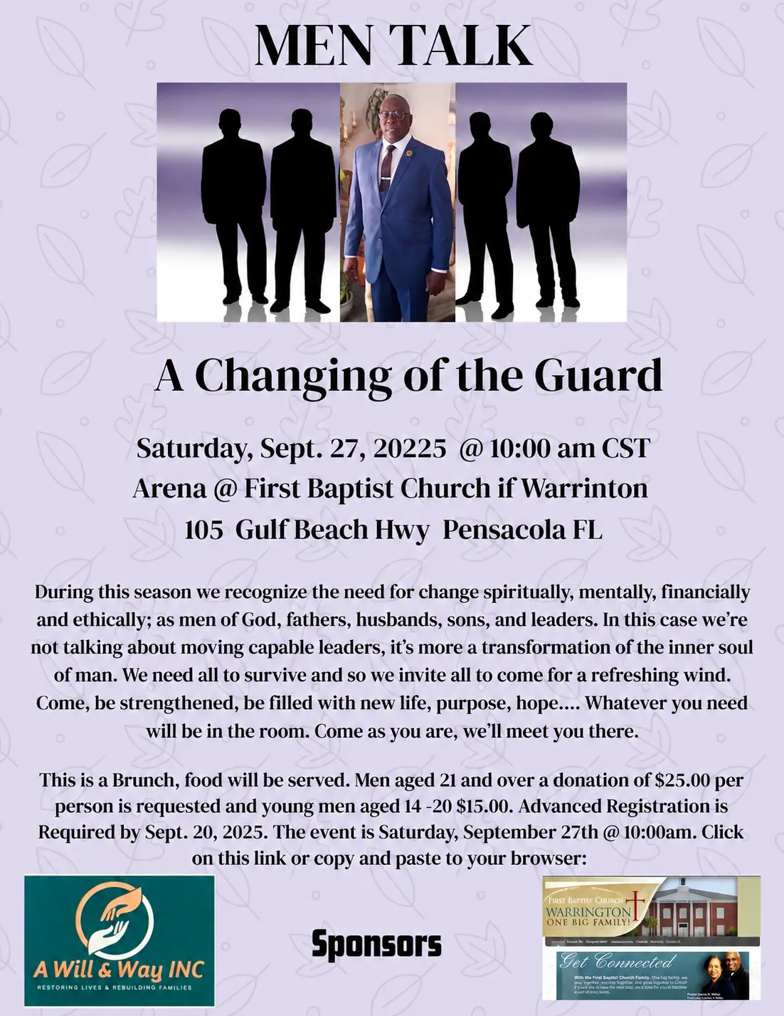Men Talk A Changing of the Guard event flyer