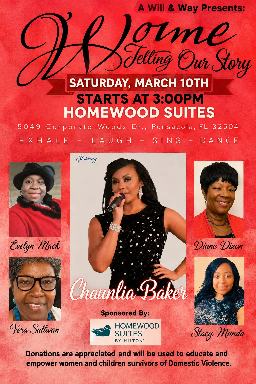 Women Telling Our Story Homewood Suites event flyer