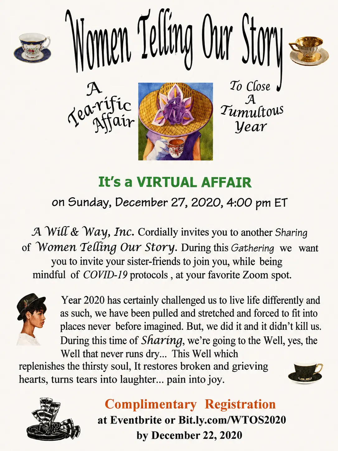 Women Telling Our Story virtual affair flyer