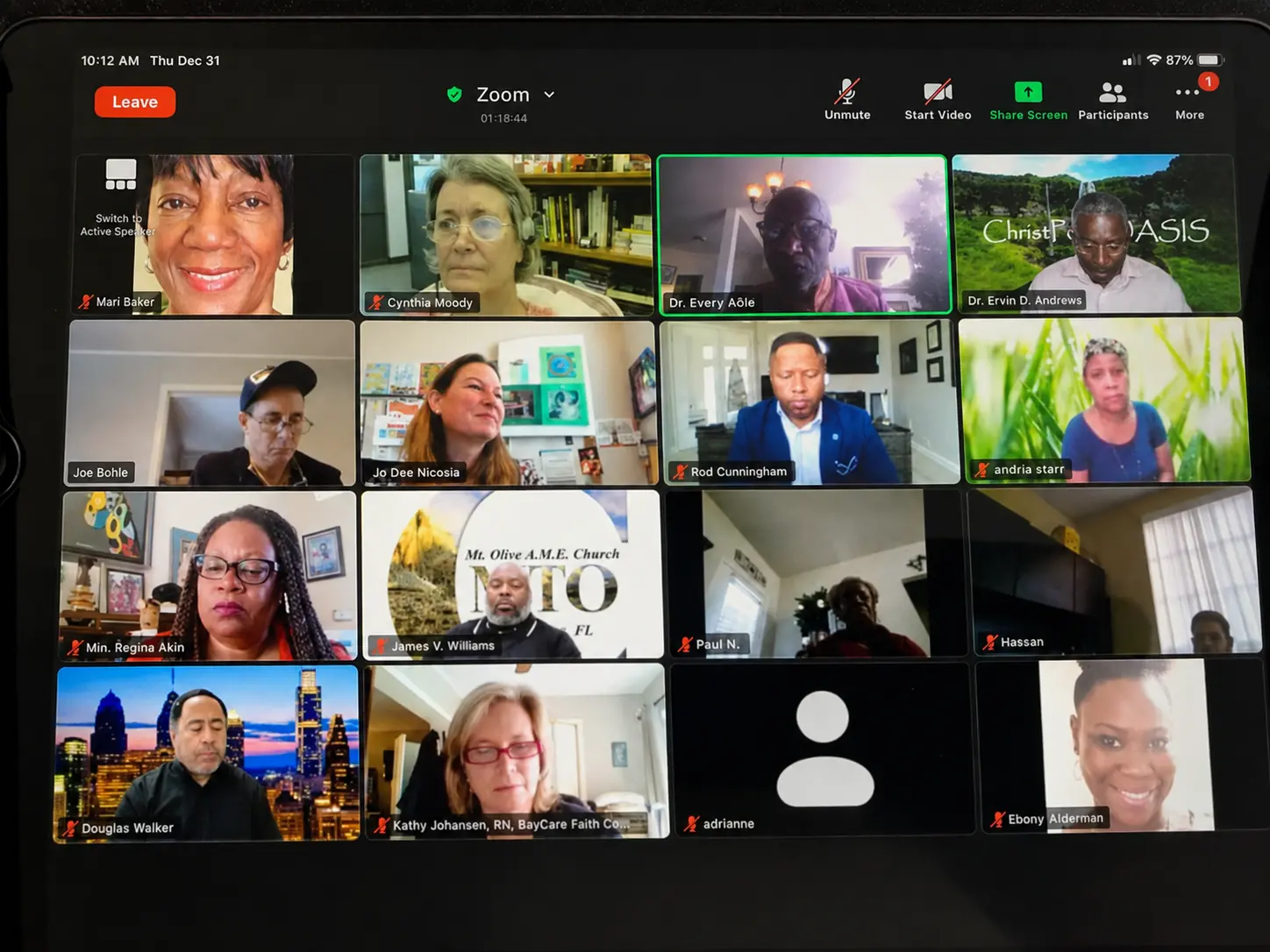 Community members attending a virtual conference