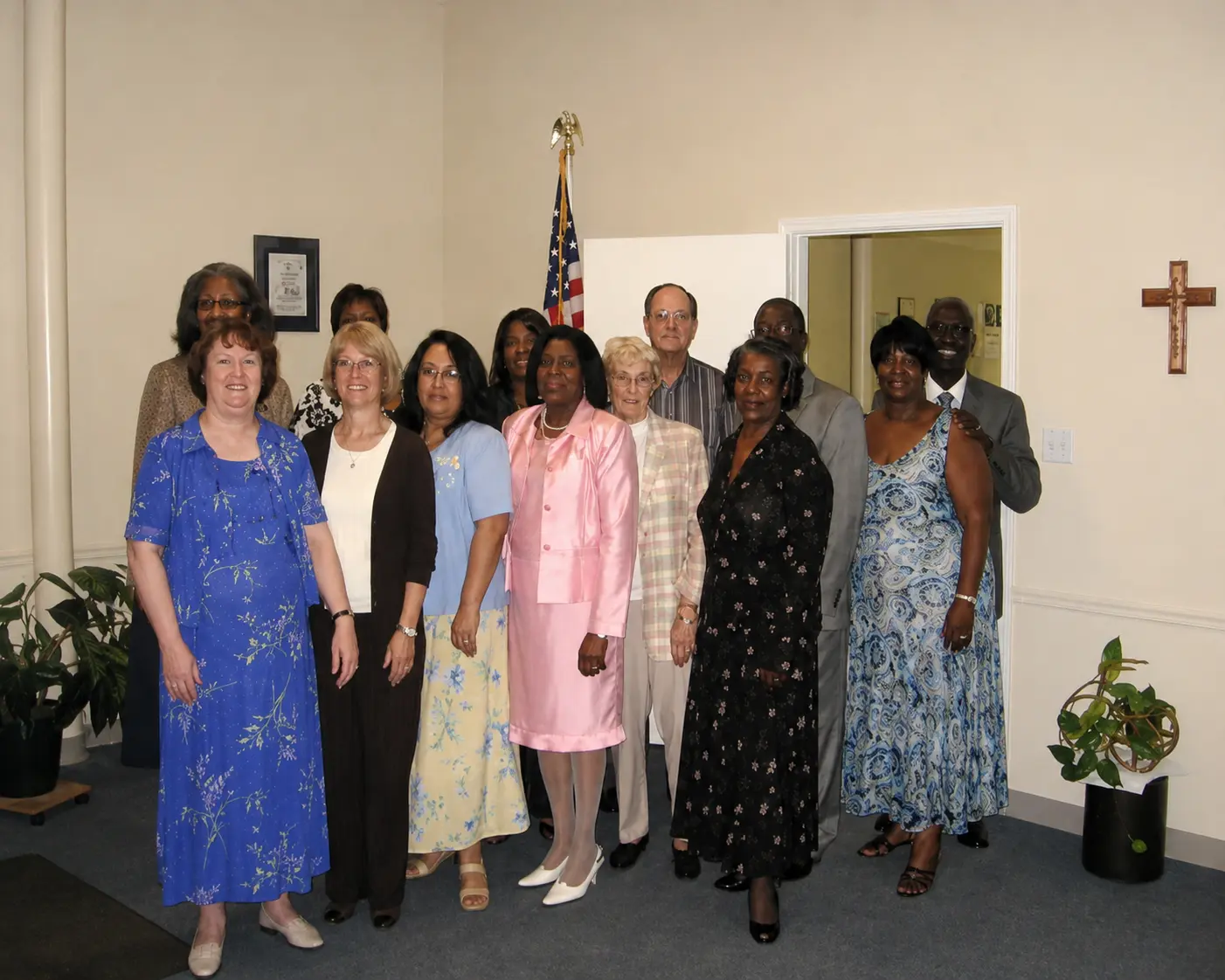 Community members gathered together at church