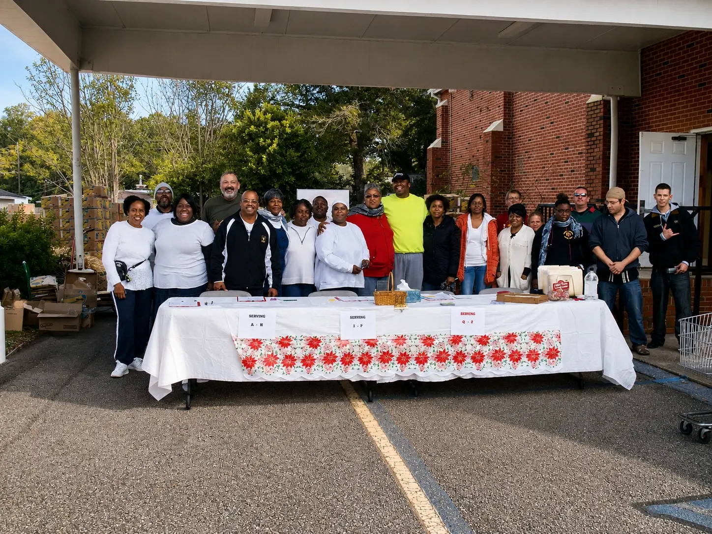 Community volunteers serving together